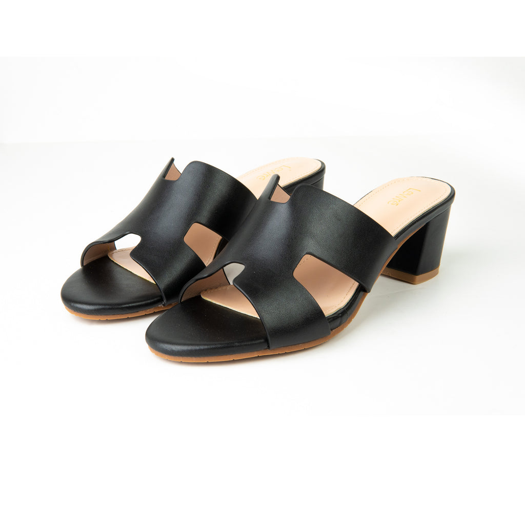 Lewré Esther black block-heeled open-toe sandals with wide straps