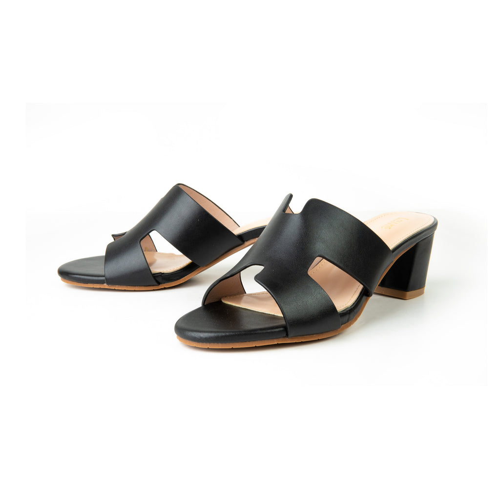 Lewré Esther black block-heeled open-toe sandals with wide straps