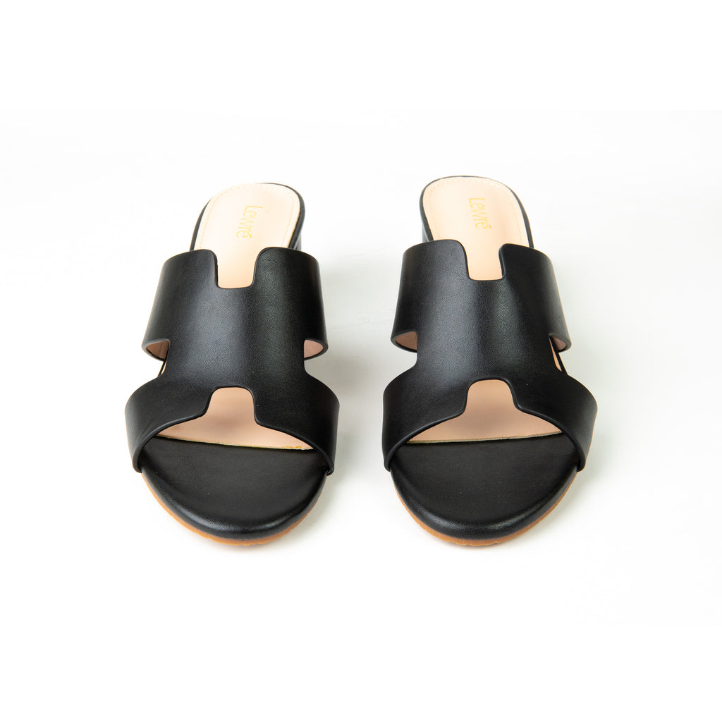 Lewré Esther black block-heeled open-toe sandals with wide straps