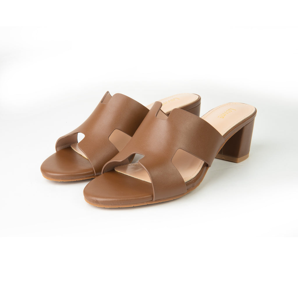 Lewré Esther brown block-heeled open-toe sandals with wide straps