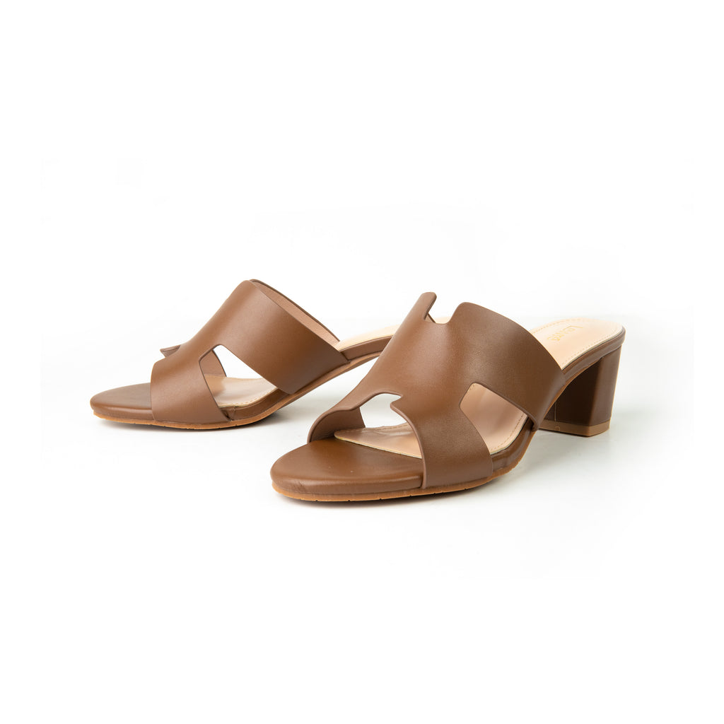 Lewré Esther brown block-heeled open-toe sandals with wide straps