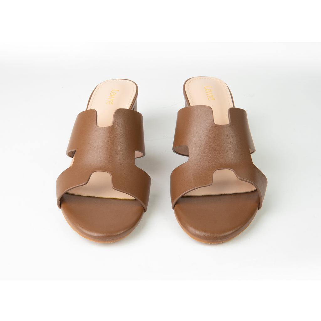 Lewré Esther brown block-heeled open-toe sandals with wide straps