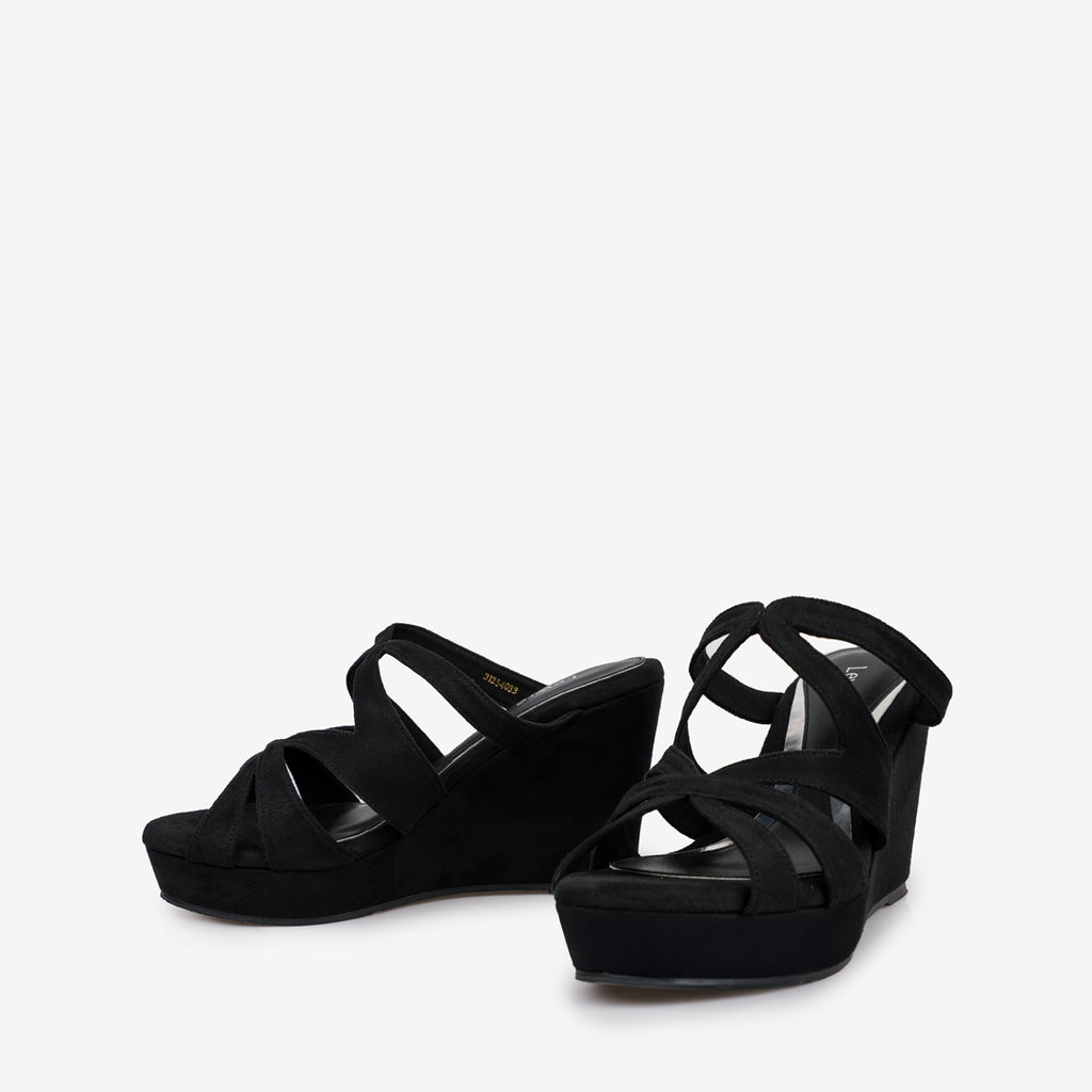 Lewré Kathryn Women's Wedges - 3.5 Inches Black Wedges